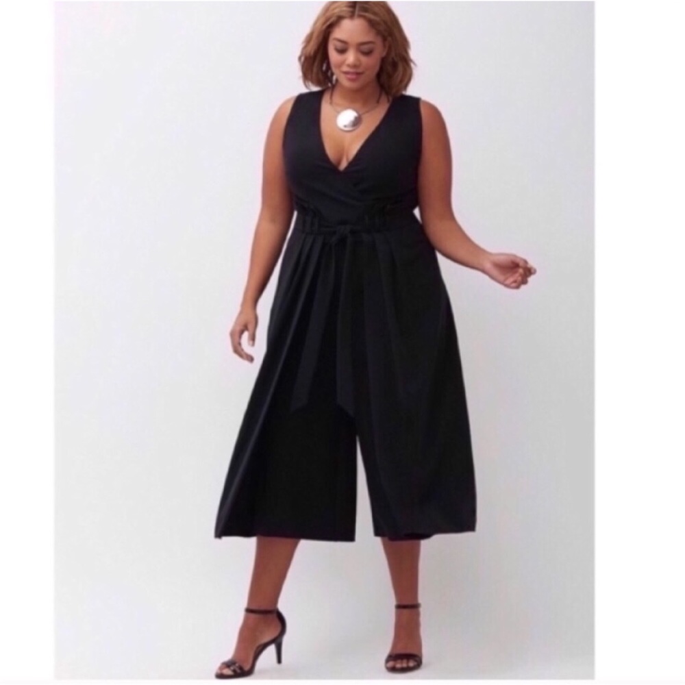 Lane Bryant Black Infinite Wide Leg Crop Jumpsuit - Picture 3 of 4